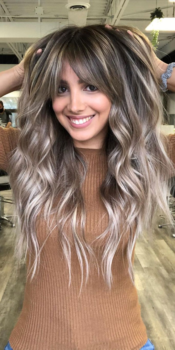 winter hair color for brunettes, winter hair color, brunetthe, brunette balayage, hair color ideas, brown hair color