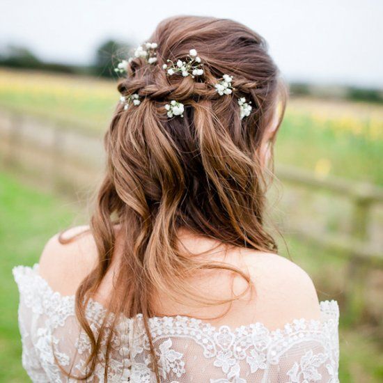 a braided half updo with some hair down will fit medium length hair