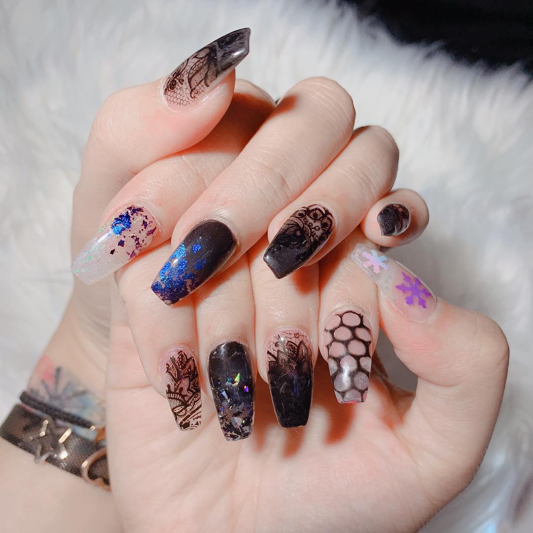 Creative Nail Art Design for Long Square Nails