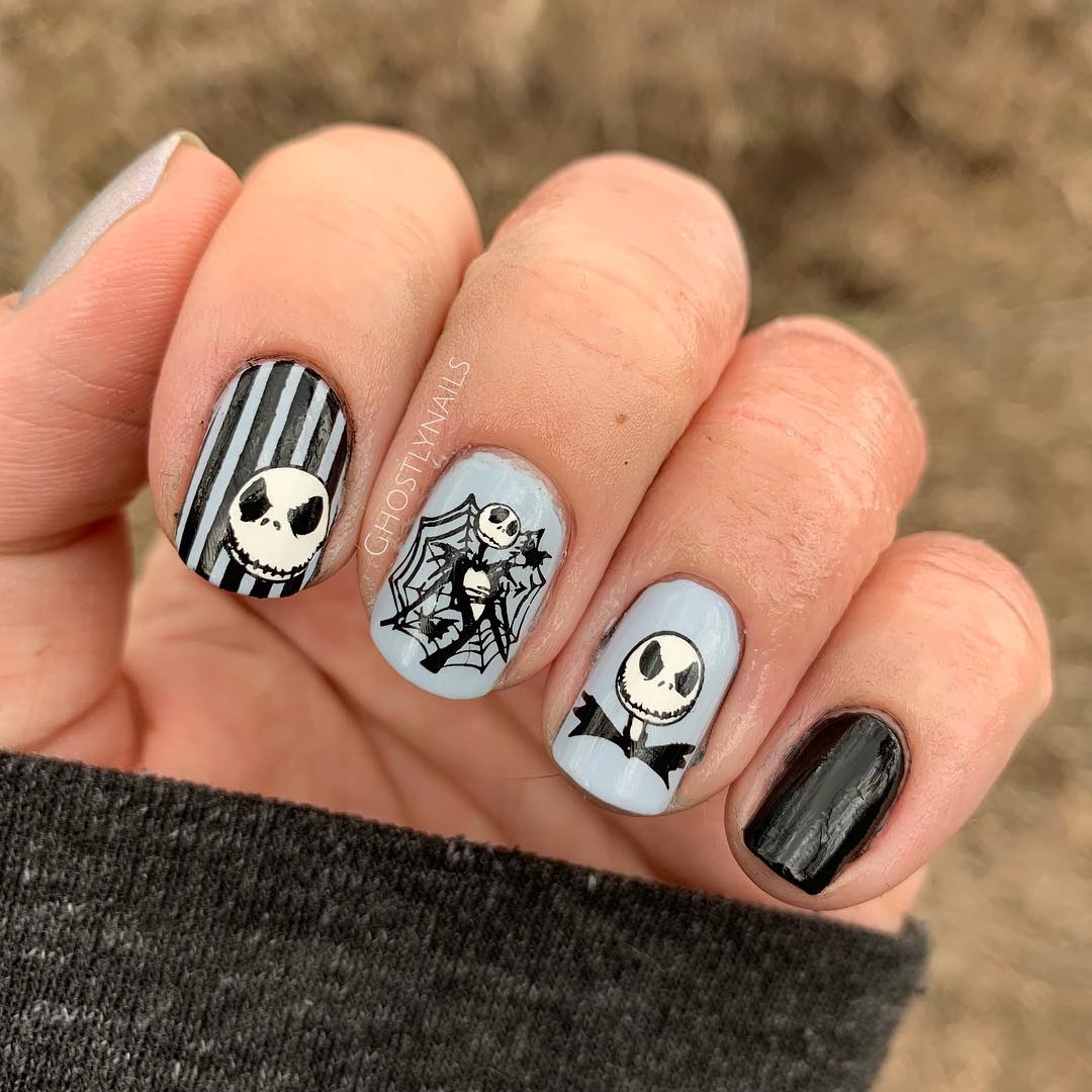 Ghost and Spider Design Beautiful Nails