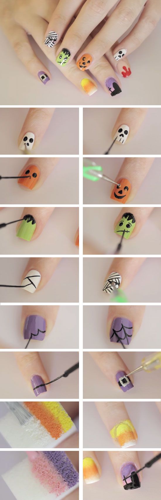 Faces Halloween Nail Art