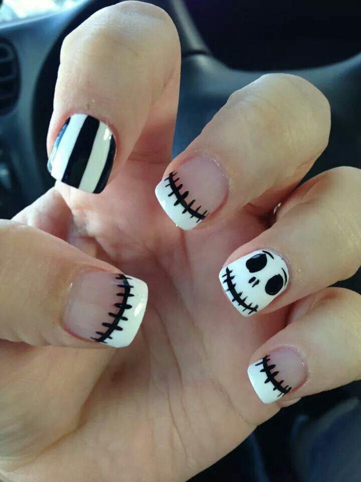 Happy Skeleton Funny Nail Art Design