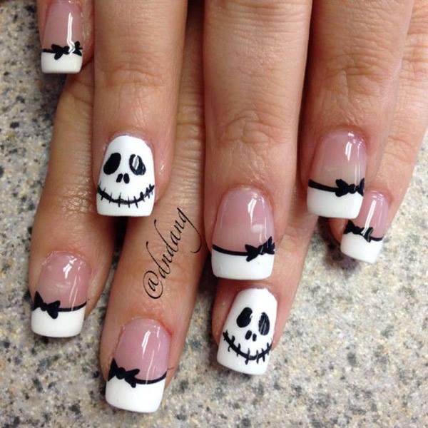 Stitched Style Skeleton Nail Art Design