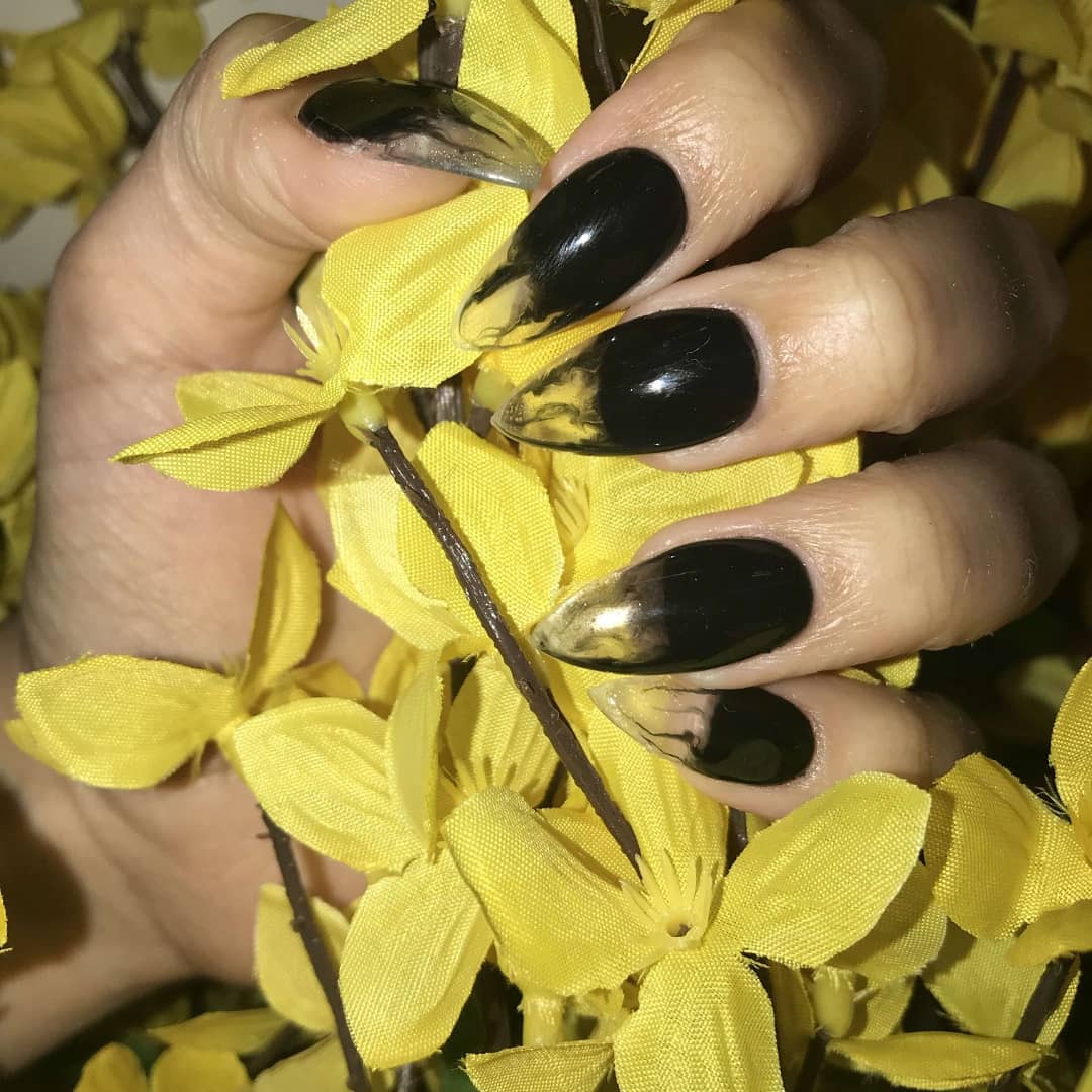 Yellow And Black Nail Art Design