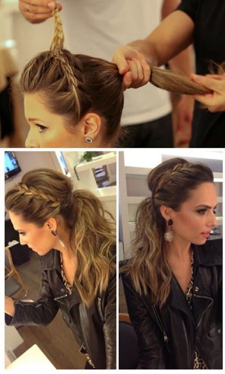 Ponytail Hairstyle with Braided Headband