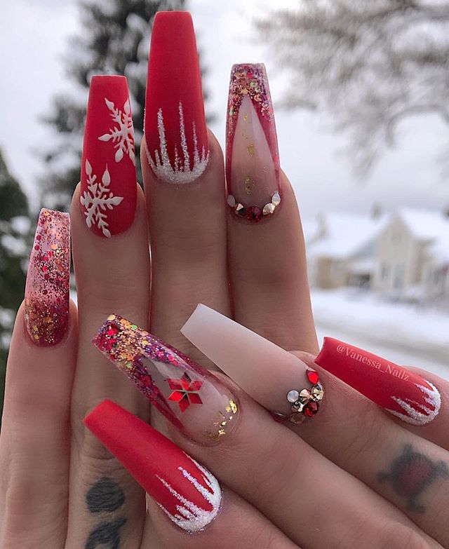 christmas nail art designs #christmasnails christmas nails, mismatched christmas nails