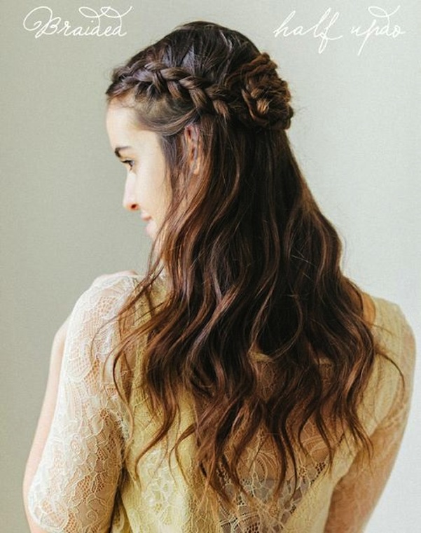 Half updo braids