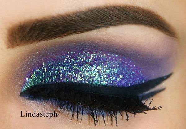 Mint glitter over purple