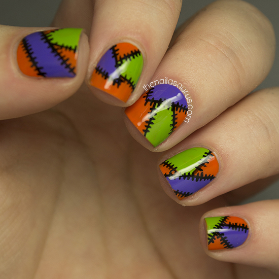 Halloween Patchwork Nail Art DIY