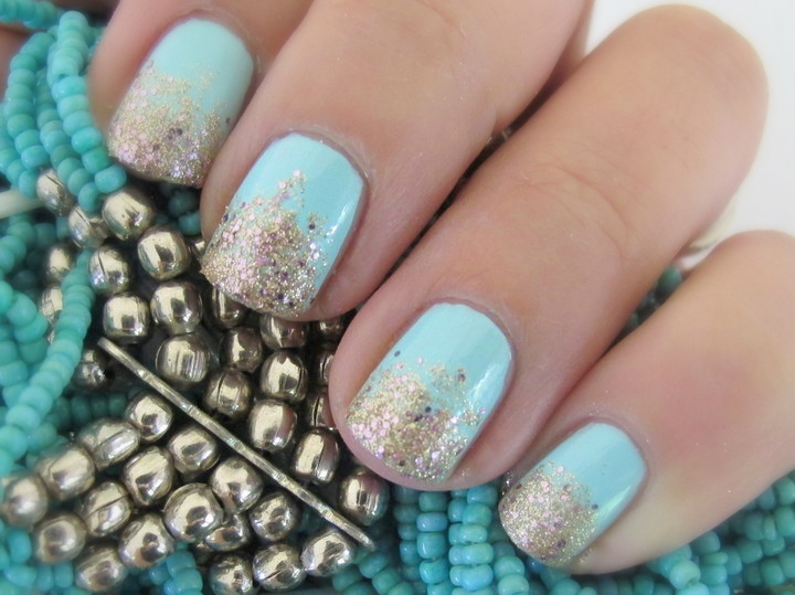 Mint and gold gradient glitter