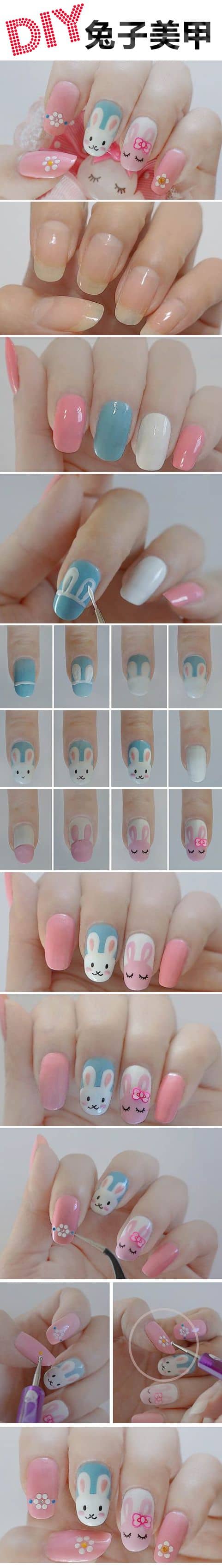 Spring bunny nail art