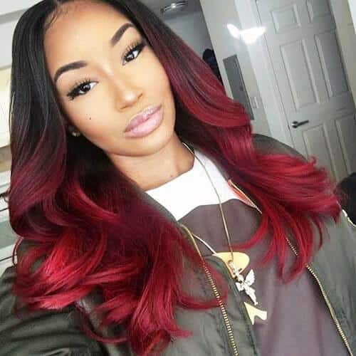 Long Burgundy Hairdo full of Waves: