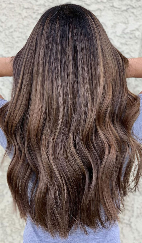 winter hair color, brunetthe, brunette balayage, hair color ideas, brown hair color