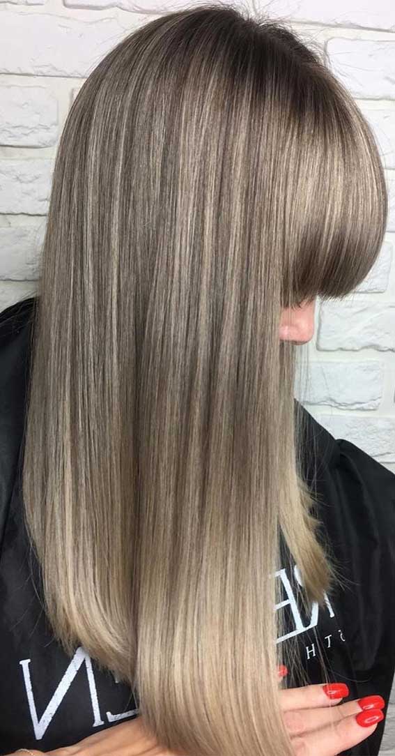 air touch hair, medium length with bangs, hair color 2020, best hair color for 2020, hair color trends 2020, 2020 hair color trends, hair colours 2020, hair colors pictures, hair color ideas for brunettes, hair color ideas for dark hair