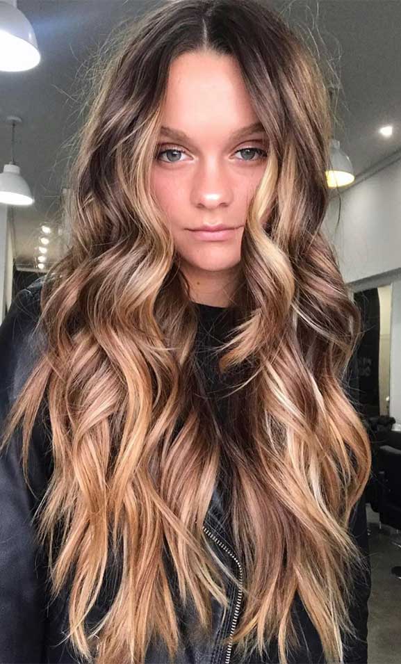 brown chocolate hair color, brown hair color, balayage hair blonde, subtle blonde balayage, blonde balayage on dark hair, light blonde balayage, warm brown balayage, brown hair color ideas, light brown hair color #brownhair #balayagehairblonde hair color ideas, hair color trends 2020