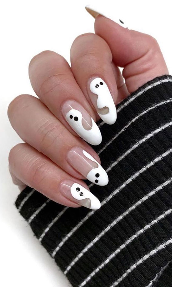 cute ghost halloween nails, halloween nails, halloween nail art, halloween nail designs 2020