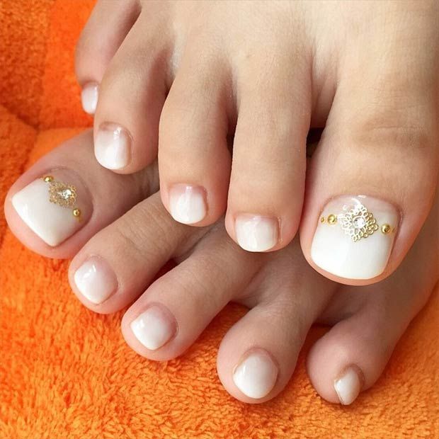White Toe Nail Design