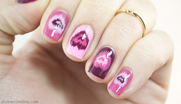 Diy ikat heart nails