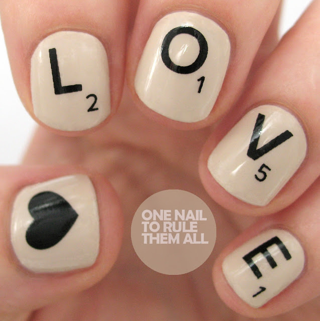 Scrabble nails valentine's day