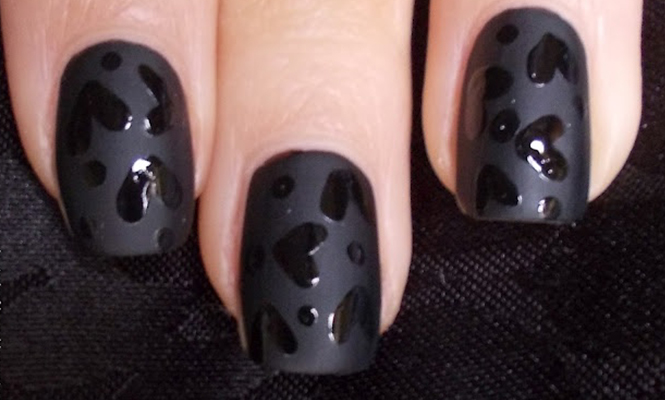 Black on black valentine's day nails