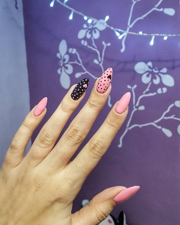 light pink and black nails