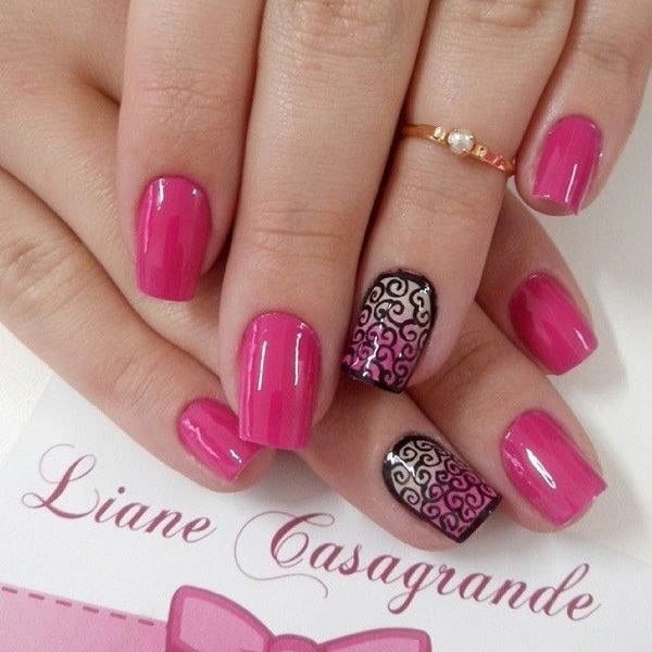 pink and black nail designs