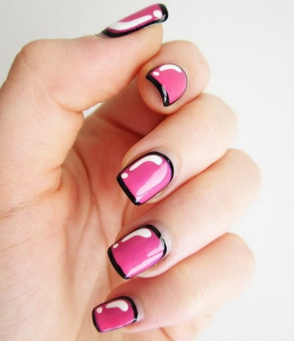 pink and black nail designs for women