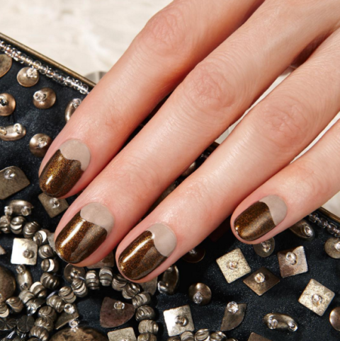 Bronze nail art for fall