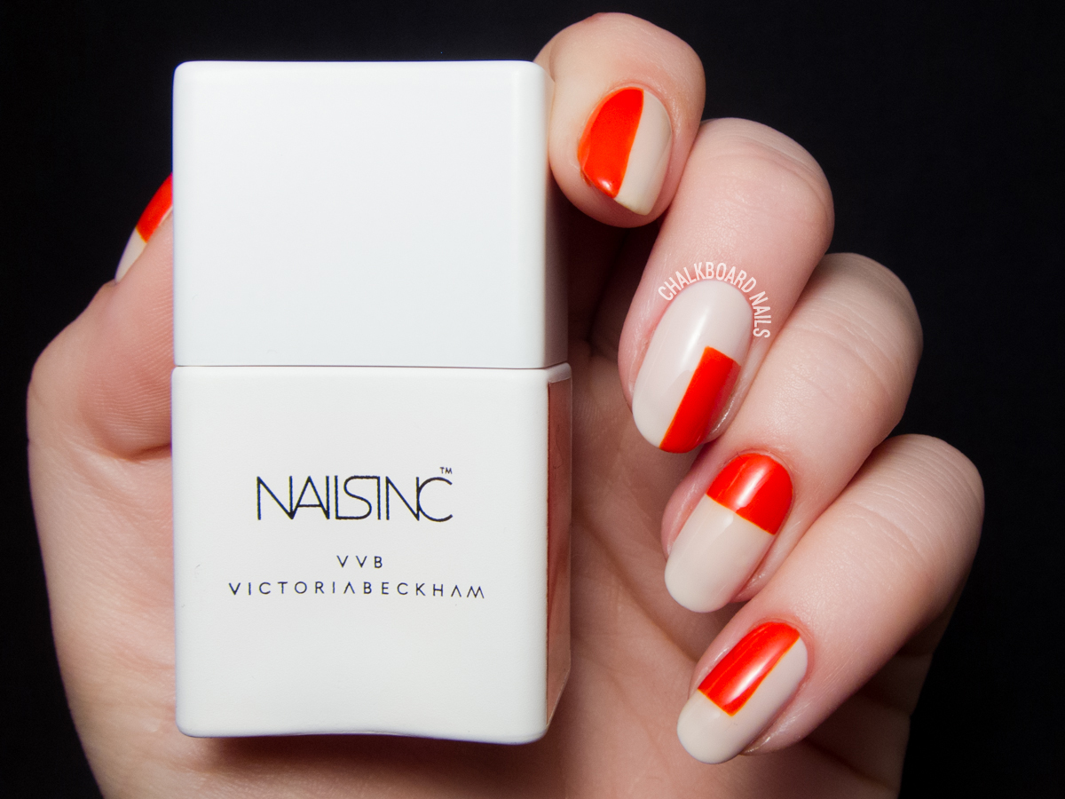 Orange color block nails