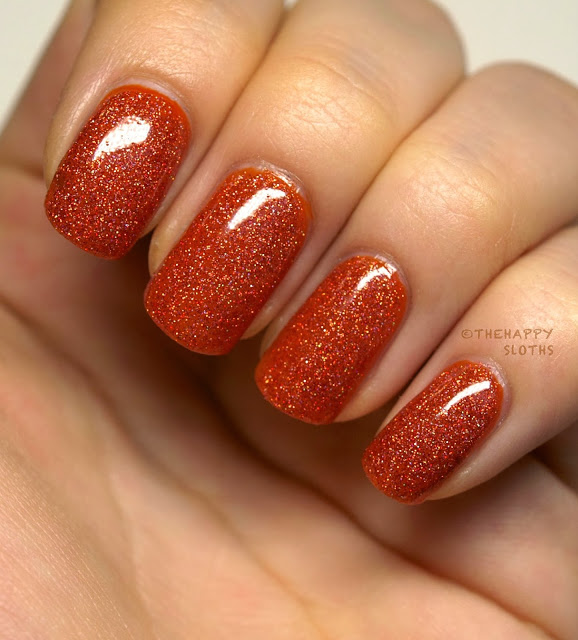 Fall orange sparkle nail manicure