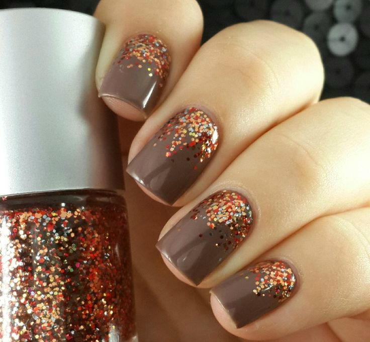 Diy ombre autum glitter nail