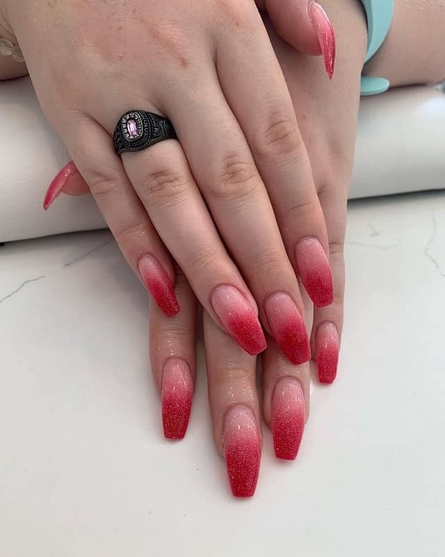 pink and red ombre nails