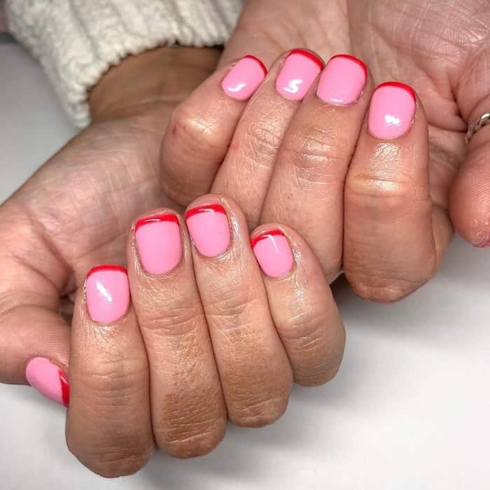 pink and red gel nails 