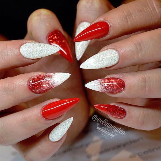 Ombre Red Stiletto Nail