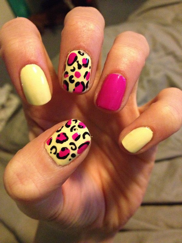 Yellow Leopard Print Nail Design