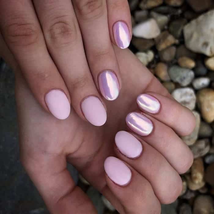 baby pink chrome nails
