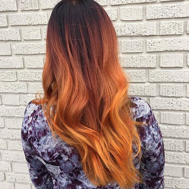 Orange balayage hairstyle
