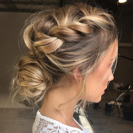 a double braid updo with some locks down for very long hair looks wow