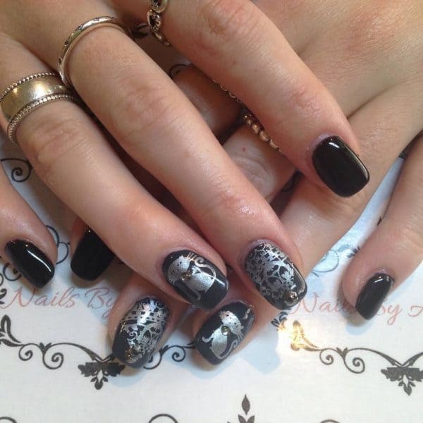 Black & Silver Nail Design idea for girl