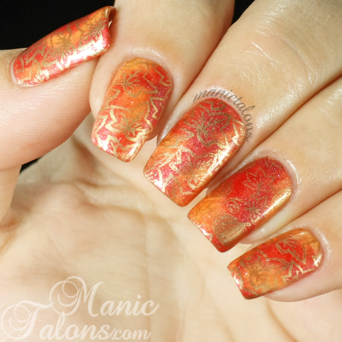 Red orange gold thanksgiving manicure