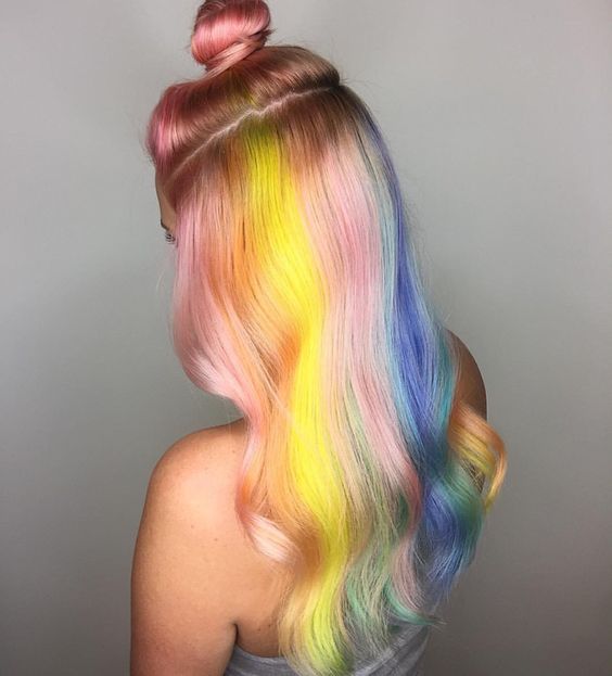 Pastel rainbow hair