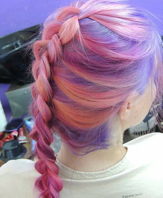 Purple & orange pastel hair braid