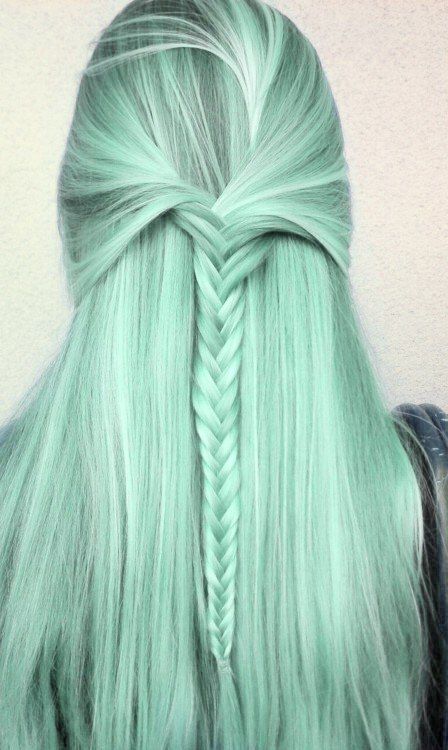 Green bleached hair with braids