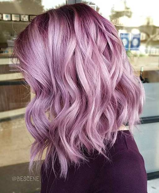 Metallic blush pastel hair