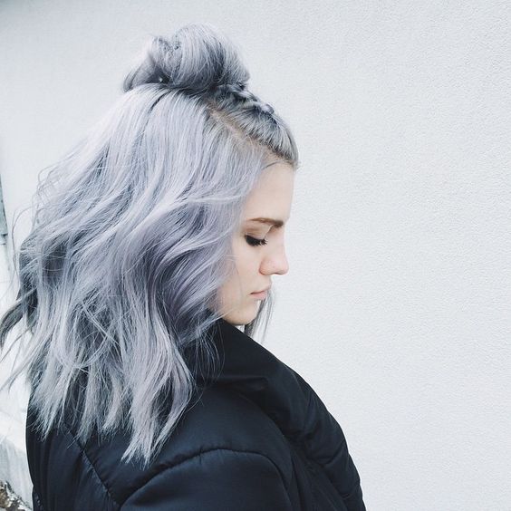 Silvery blue pastel hair