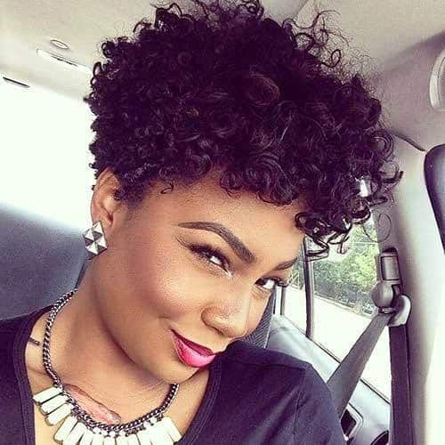Curly Pixie Short Hairstyle for Black Women
