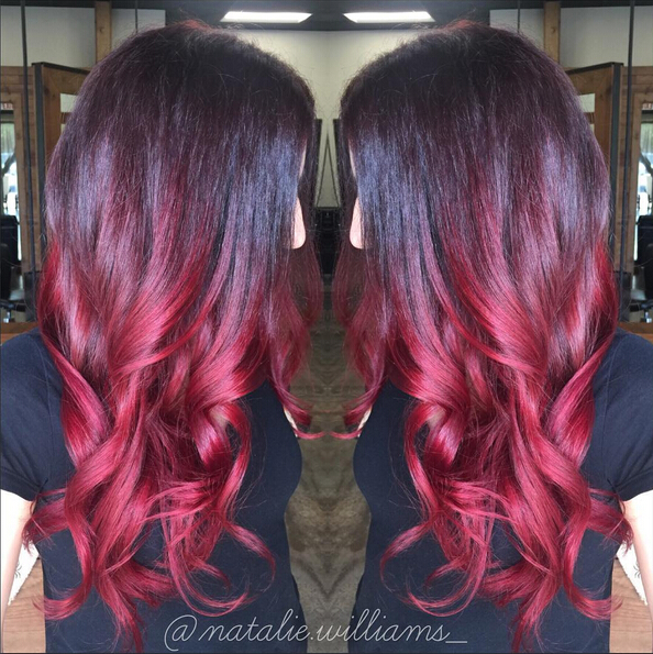 Long Wavy Hairstyle for Red Ombre Hair