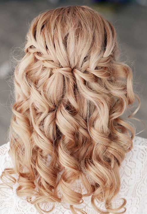 a wavy braided half updo with balayage is impressive and will be a fit for a boho bride