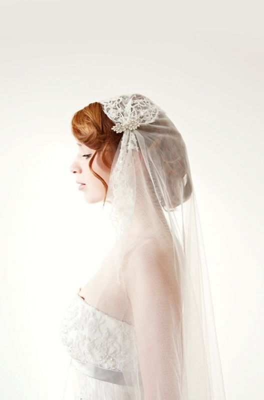 embellished lace juliet cap veil with a boho chic vibe