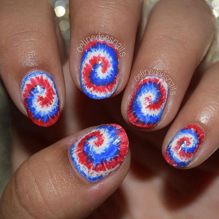4th Of July Nail Inspo to Celebrate Independence Day with Style swirl nails